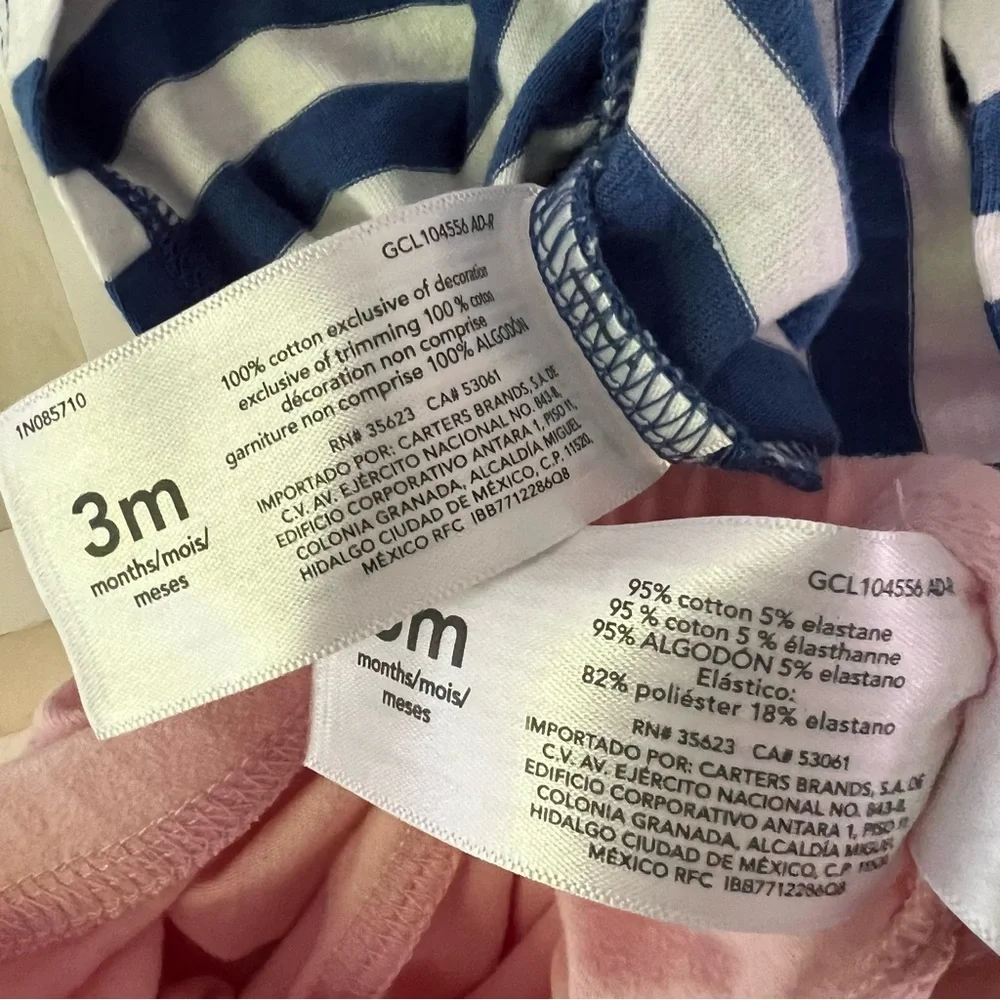 CARTERS Striped Top & Pink Leggings, 3mo - NWOT
